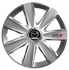 Τάσια Τροχών Αυτοκινήτου Versaco Carbon GTX 14" με σήμα 3d μεταλλικό Mazda 4 Τεμάχια
