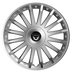 Τάσια Τροχών Αυτοκινήτου Versaco Crystal Ασημί 15" με σήμα 3d μεταλλικό Dacia 4 Τεμάχια