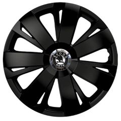 Τάσια Τροχών Αυτοκινήτου Versaco Energy CBX 14" Μαύρο με σήμα 3d μεταλλικό Skoda 4 Τεμάχια