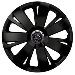 Τάσια Τροχών Αυτοκινήτου Versaco Energy CBX 15" Μαύρο με σήμα 3d μεταλλικό Peugeot 4 Τεμάχια