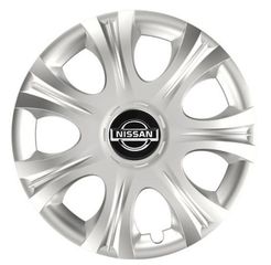 Τάσια Τροχών Αυτοκινήτου Versaco Impulse Ασημί 14" με σήμα 3d μεταλλικό Nissan 4 Τεμάχια