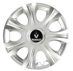 Τάσια Τροχών Αυτοκινήτου Versaco Impulse Ασημί 14" με σήμα 3d μεταλλικό Renault 4 Τεμάχια