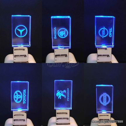 Usb 30gb Με φωτιζόμενο Λογότυπο Led Nissan Mercedes Opel Skoda Toyota Peugeot