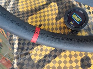 OMP WRC ΔΕΡΜΑΤΙΝΟ ΤΙΜΟΝΙ, red stitching-thumb-2
