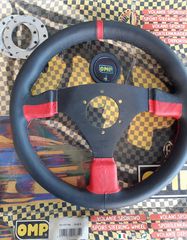 OMP WRC ΔΕΡΜΑΤΙΝΟ ΤΙΜΟΝΙ, red stitching-thumb-1