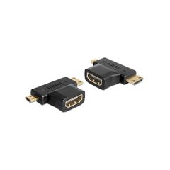 Αντάπτορας DELOCK HDMI σε HDMI mini & micro 65446, gold plated, μαύρος