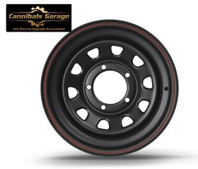 Ζάντες 8x15 ET -30 DAYTONA Μαύρες Ματ με κόκκινη γραμμή