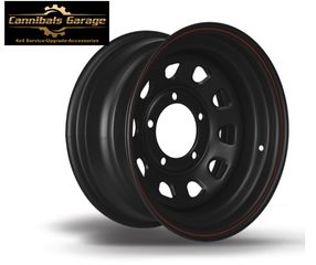 Ζάντες 8x15 ET -30 DAYTONA Μαύρες Ματ με κόκκινη γραμμή-thumb-1