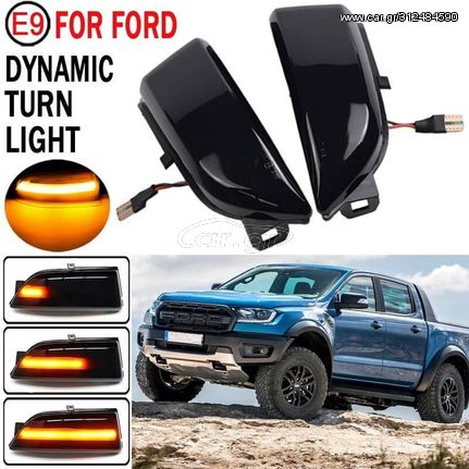 Φλας Καθρέπτη Για Ford Ranger T6 12-19 Dynamic Led Φιμέ 2 Τεμάχια