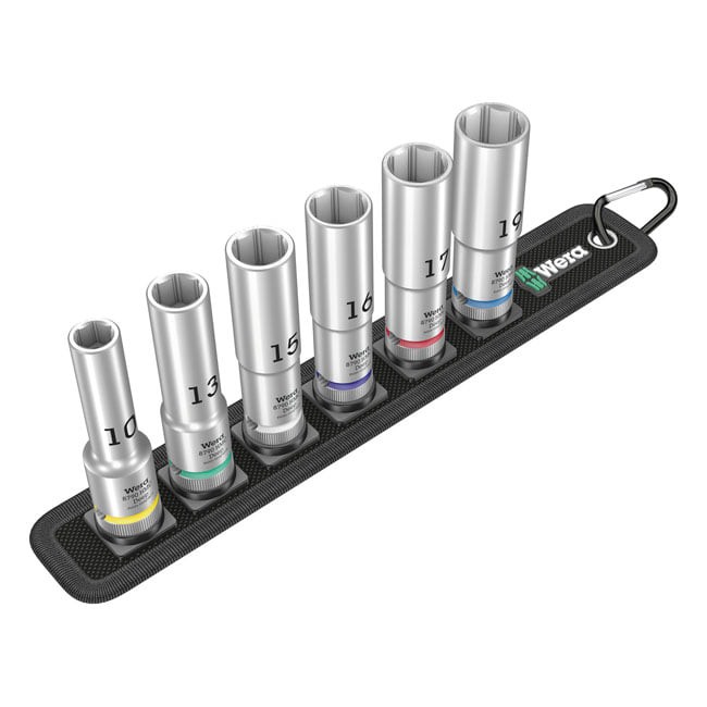 Wera, socket belt with 1/2" drive hex deep sockets - Metric