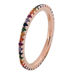 ΔΑΧΤΥΛΙΔΙ ΟΛΟΒΕΡΟ MULTICOLORED ZIRCONS Ασήμι 925 επιπλατινωμένο