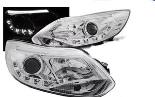 ΦΑΝΑΡΙΑ ΕΜΠΡΟΣ LED Ford Focus 3 Chrome