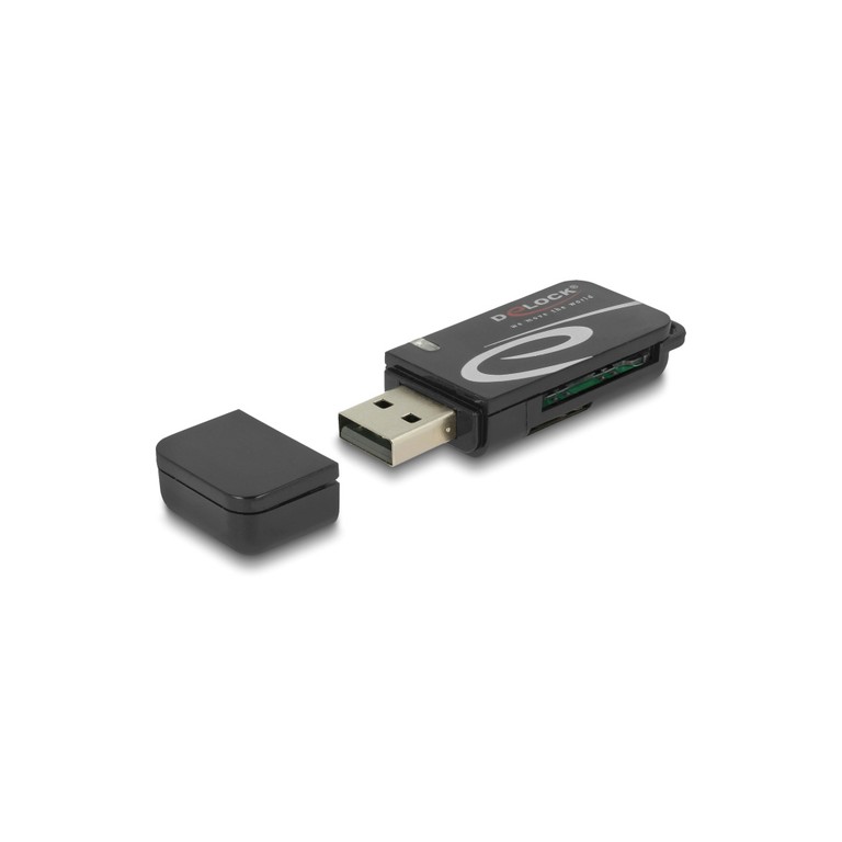 DELOCK card reader 91602 για SD & micro SD, USB, 480Mbps, μαύρο