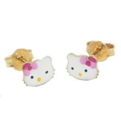 Παιδικά σκουλαρίκια χρυσά Κ9 Hello Kitty με σμάλτο Διαστάσεις 6Χ7 χιλιοστάΘα φροντίσουμε για τη συσκευασία δώρου