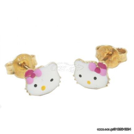 Παιδικά σκουλαρίκια χρυσά Κ9 Hello Kitty με σμάλτο Διαστάσεις 6Χ7 χιλιοστάΘα φροντίσουμε για τη συσκευασία δώρου