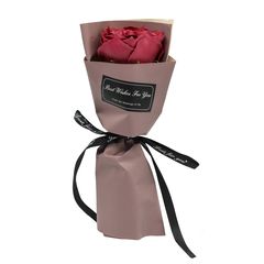 ΤΕΧΝΗΤΟ KOKKINΟ ΤΡΙΑΝΤΑΦΥΛΛΟ HS103017 RED ROSE SINGLE BOUQUET 23CM