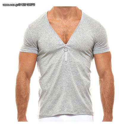 Ανδρικό t-shirt με φερμουάρ λευκό 02942 grey 11578 MV 02942 grey 11579 Φανελακια Modus Vivendi