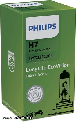 PHILIPS H7 12V 55W Longlife Ecovision 12972LLECOC1 1τμχ