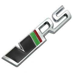 Σήμα Skoda VRS Μεταλλικό Ασημί Αυτοκόλλητο (Gray-Green-Red) 12cm x 2.5cm 14673