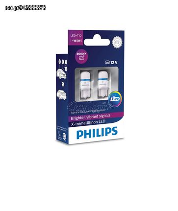 PHILIPS W5W T10 X-Treme Vision Led 8000K 12V 0.9W (127998000KX2) 2τμχ