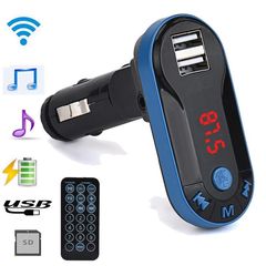 FM Transmitter για τη μετάδοση μουσικής με Bluetooth, USB/SD και φορτιστή - Μπλε