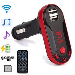 FM Transmitter για τη μετάδοση μουσικής με Bluetooth, USB/SD και φορτιστή - Κόκκινο