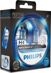 Philips H4 ColorVision Blue Car +60% 12V 12342CVPBS2