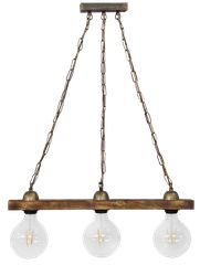 Ράγα μοντέρνο φωτιστικό Ε/27 RAGA 3L CHAIN WOOD Heronia 30-0066