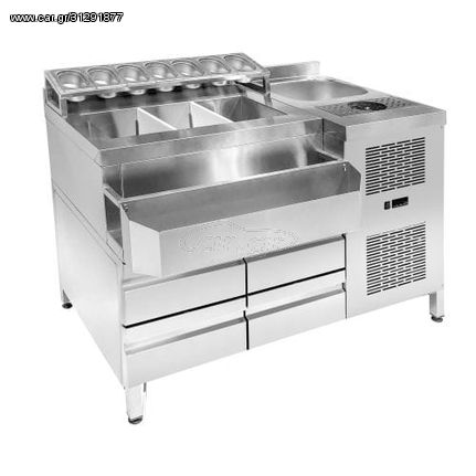 Bar station Με Χαμηλό Ψυγείο 134x70x88 NIKIINOX - Καινούργιο.