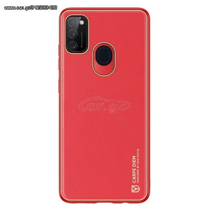 Dux Ducis Yolo elegant case made of soft TPU and PU leather for Samsung Galaxy M30s red