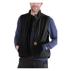 Carhartt mock-neck vest with sherpa lining black