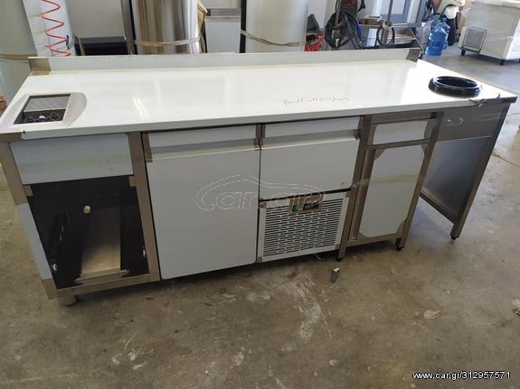 Πόστο καφέ / coffee station Με Ενσωματωμένο Ψυγείο 215x70x87 - καινούριο