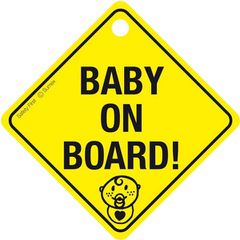 Σήμα "Baby On Board" Κίτρινο Πλέξιγκλας Με Βεντούζα