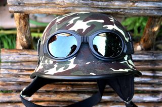 Εκποίηση: Κράνος από υπόλοιπο εισαγωγής - camoflage ρετρό κράνος εποχής καμουφλάζ 1940 Μοτοσυκλέτας -thumb-4