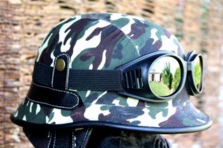 Εκποίηση: Κράνος από υπόλοιπο εισαγωγής - camoflage ρετρό κράνος εποχής καμουφλάζ 1940 Μοτοσυκλέτας -thumb-7