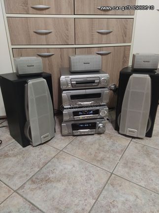 Πωλείται hifi σύστημα technics με 2 subwoofer ξύλινα και 3 ηχεία μαζί και το υπόλοιπο σύστημα