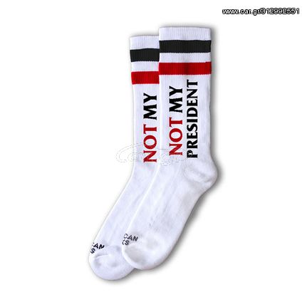 American Socks Mid High Not My President, white/black/red