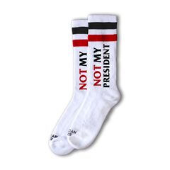 American Socks Mid High Not My President, white/black/red