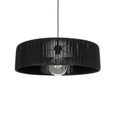 Φωτιστικό κρεμαστό Boho καπέλο μονόφωτο 1 x E27 IP20 μαύρο Rattan με διάσταση M55xΠ55xΥ20cm
