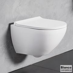 Λεκάνη Κρεμαστή REMO/52 Rimless με κάλυμμα Slim Soft Close 9200SC, Bianco Ceramica White RM11000SC-300