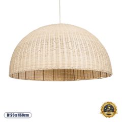 Boho Κρεμαστό Φωτιστικό Καμπάνα MONTANA Μονόφωτο 1 x E27 IP20 Μπεζ Ξύλο - Μ120 x Π120 x Υ60cm