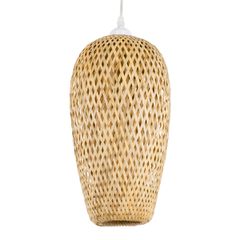 Boho κρεμαστό φωτιστικό SAN TROPEZ 1ΧΕ27 μπεζ ξύλινο Bamboo Φ19xΥ42cm