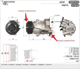 970038 – AHE, Συμπιεστής OPEL ASTRA J 09-/MERIVA B 10-/ZAFIRA C 11- RMNF