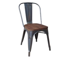 Ε5191W,10 RELIX Wood Dark Oak Καρέκλα Μέταλλο Βαφή Antique Black  45x51x85cm Καρέκλα Στοιβαζόμενη,  Μαύρο/Καρυδί,  Μέταλλο/Ξύλο, , 1 Τεμάχιο