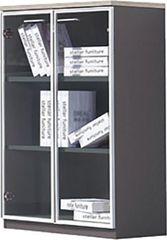ΝΤΟΥΛΑΠΙ ELM - GRAY ΜΕ ΓΥΑΛΙΝΕΣ ΠΟΡΤΕΣ Πλάτος:80cm x Βάθος:40cm x Ύψος:120cm