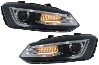 ΕΜΠΡΟΣ ΦΑΝΑΡΙΑ  - Headlights suitable for VW Polo MK5 6R/6C/61 (2011-2017) LED Light Bar Devil Eye Look RHD