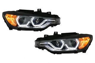 ΕΜΠΡΟΣ ΦΑΝΑΡΙΑ  - Angel Eyes Headlights LED DRL suitable for BMW 3 Series F30 F31 Sedan Touring (10.2011-05.2015) Black