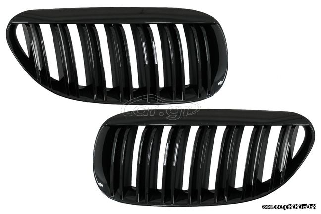 ΜΑΣΚA - ΓΡΥΛΛΙΕΣ  - Central Front Kidney Grille suitable for BMW 6 Series E63 E64 LCI Pre-LCI (2004-2010) M Design Double Stripe Piano Black