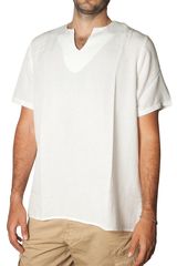 Bigbong linen blend tee Lotus white Relaxed Fit - c2-wh