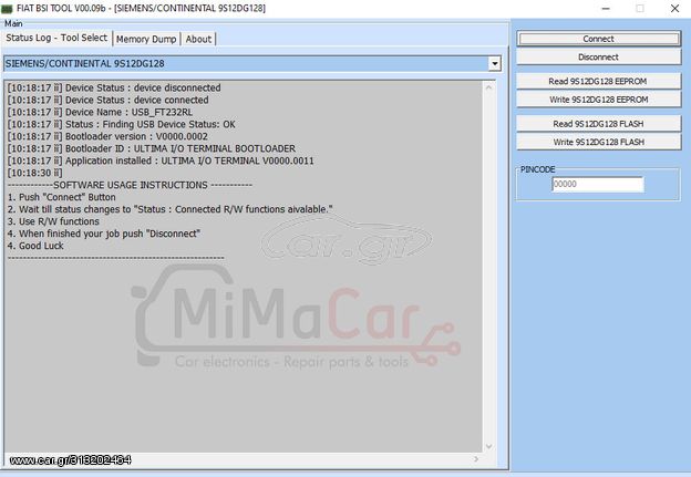 Software I / O Terminal - FIAT BSI 2 (Activation/Simcard)